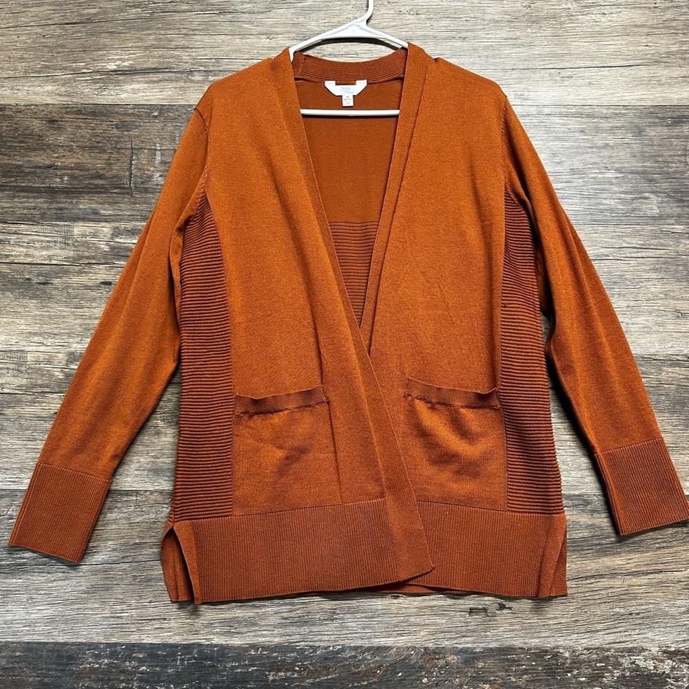 Time and‎ Tru Cozy Orange Rust Cardigan Sweater